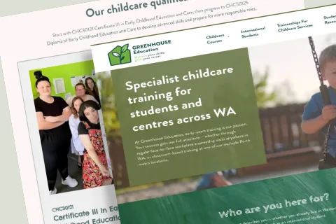 Free website for a local childcare and training business