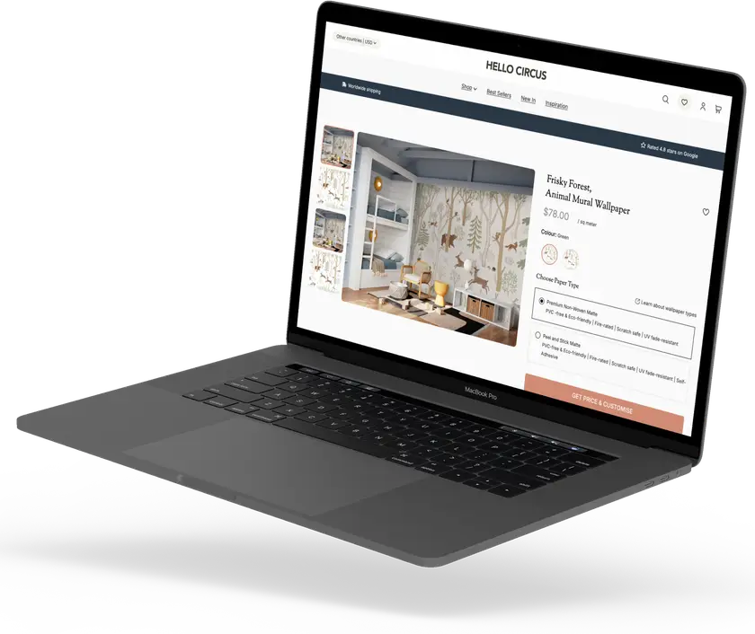 Laptop mockup showing Clovon website