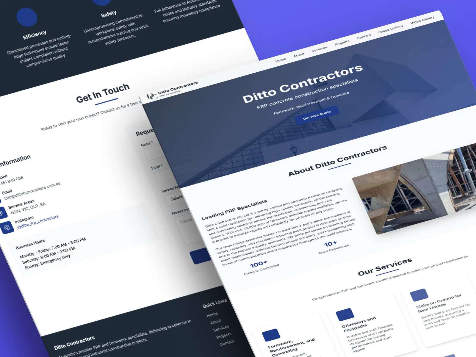 Example of a professional website built for a plumbing business