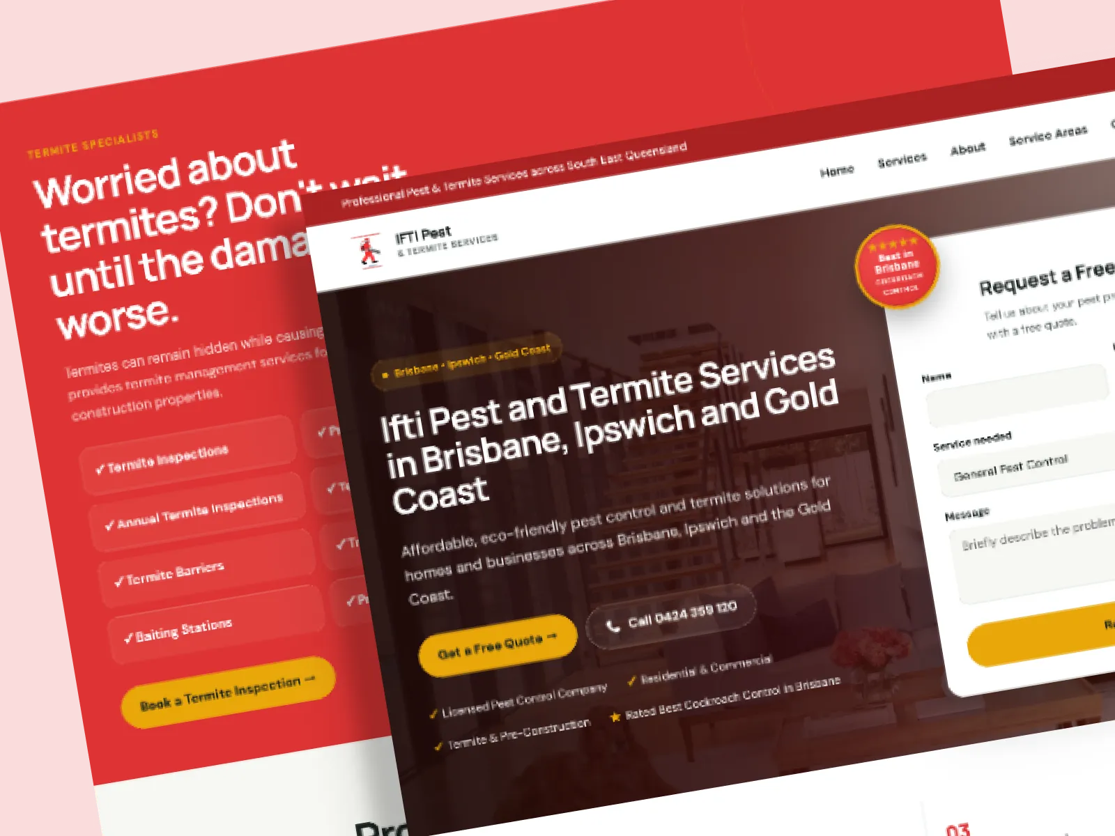 Example of a professional website built for a pest control business