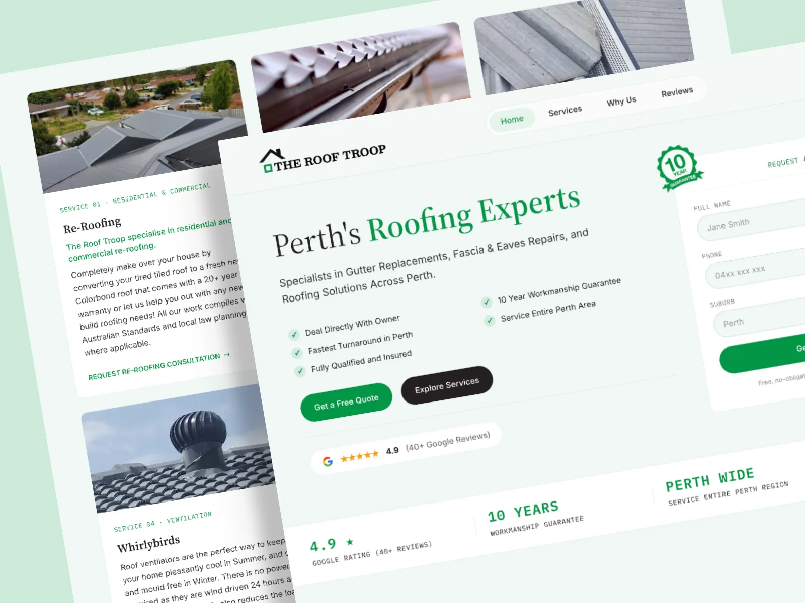 Example of a professional website built for a roofing contractor